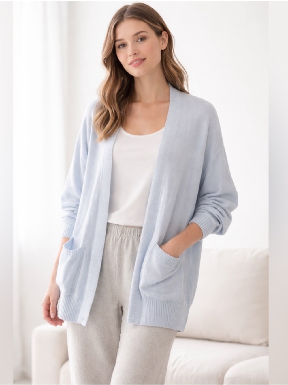 Soma baby blue open cardigan